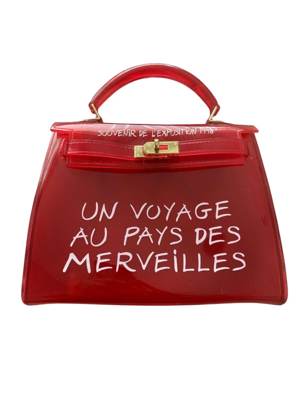 UN VOYAGE AU PAYS DES MERVEILLES RED CLEAR PURSE NEW M